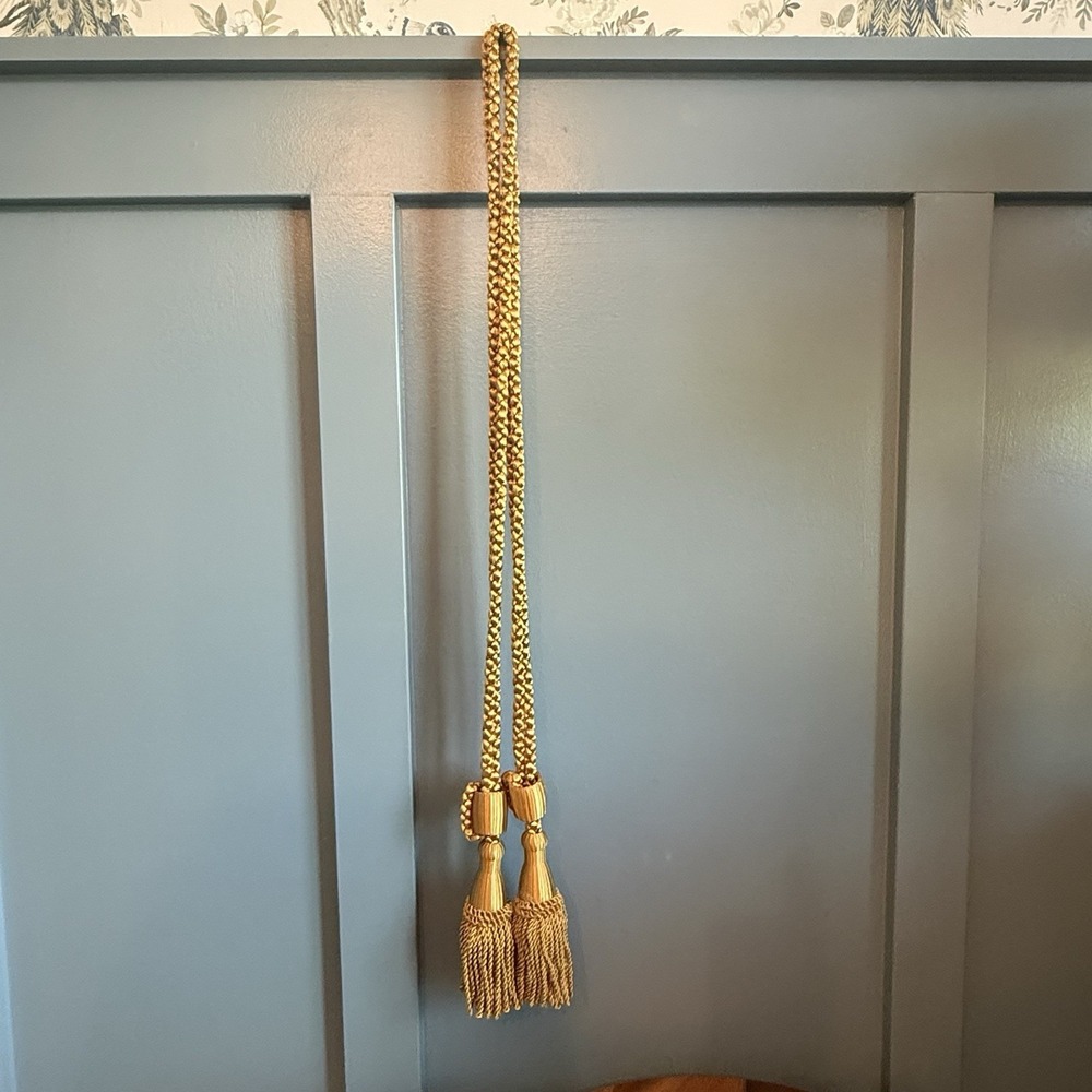 Vintage 90's Decorative Tassel Tieback 29" Gold Fringe Rope Drapes